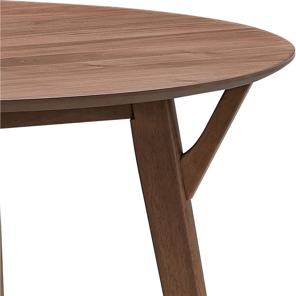 Wooden Dining Table Set, Modern Simple Design Round Kitchen Table and Fabric Upholstered Dining Chairs for Dining Room, Kitchen, Saving Space(1 Table with 4 Chairs),Walnut