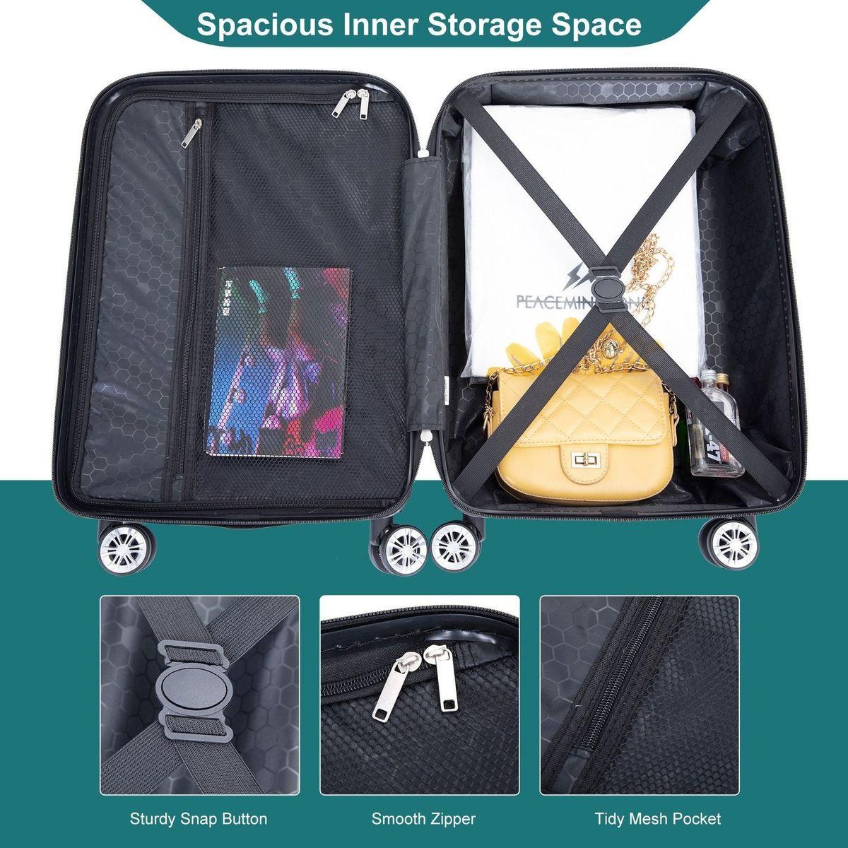 2Piece Luggage Sets ABS Lightweight Suitcase, Spinner Wheels, (20/14) DARK GREEN