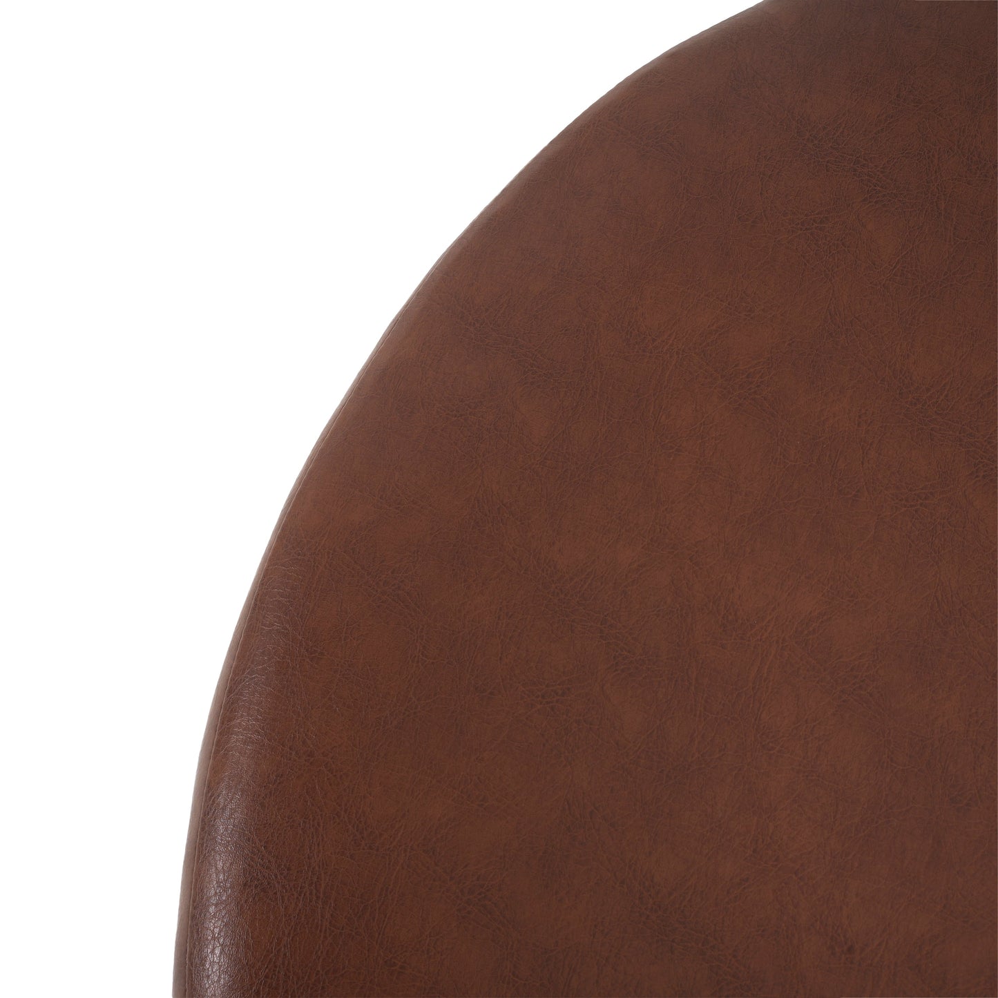 Upholstered Round Ottoman,PU Leather,Brown