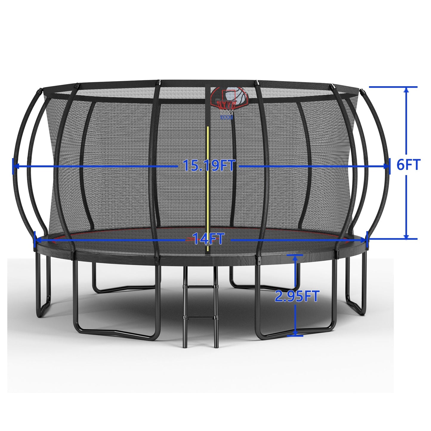 YC 14FT trampoline Pumpkin- Black Red- fframe height 90cm