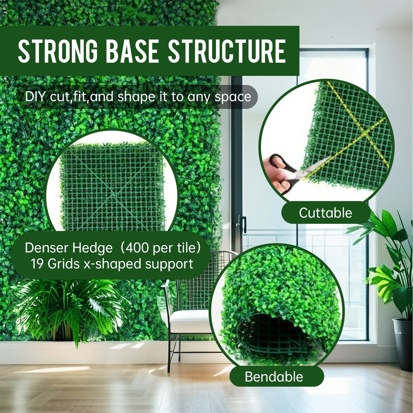 12pieces of 20 inch x 20 inch lawn wall panels, artificial lawn wall panels, green background decoration, boxwood fence wall panels, party, wedding, indoor, backyard, Christmas decoration, 33sq.FT