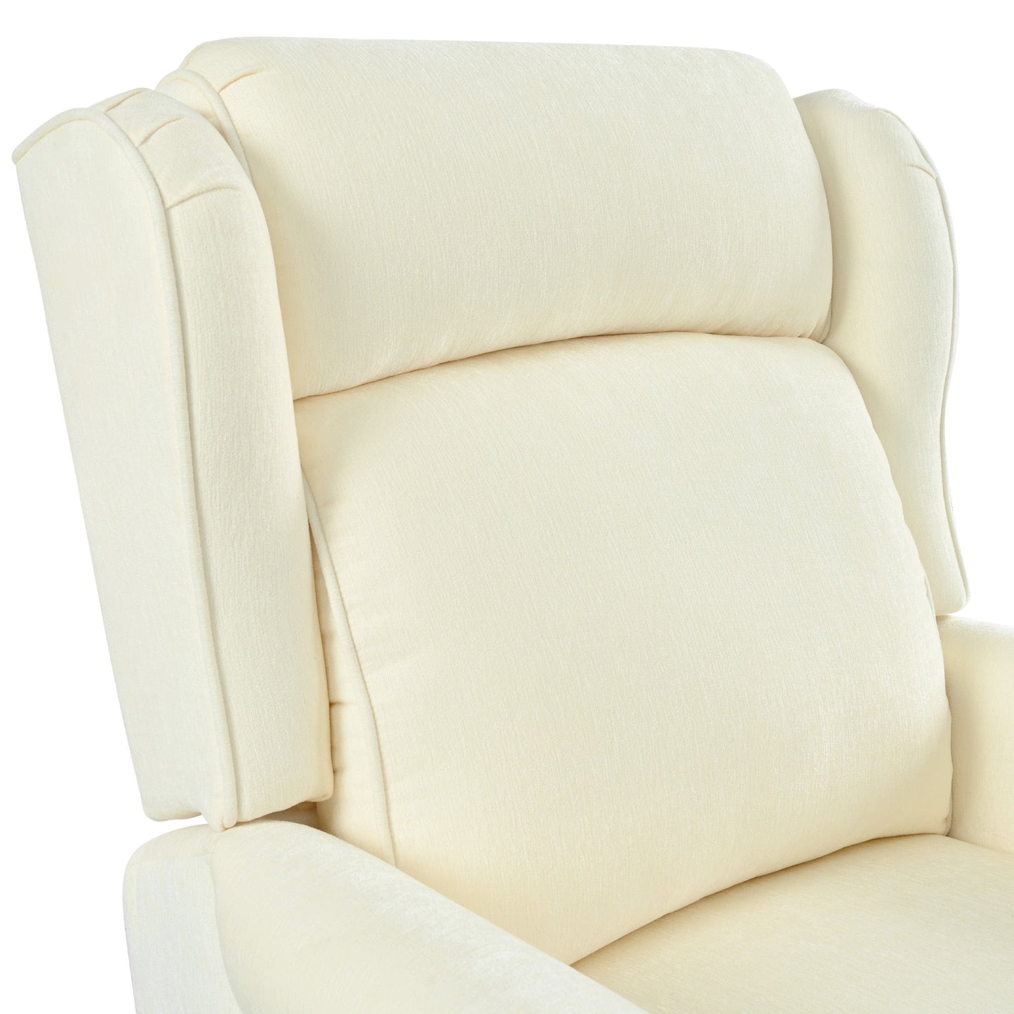 Upholstered Push Back Recliner Chair with Classic Wing Back, Beige Chenille, 29.75'