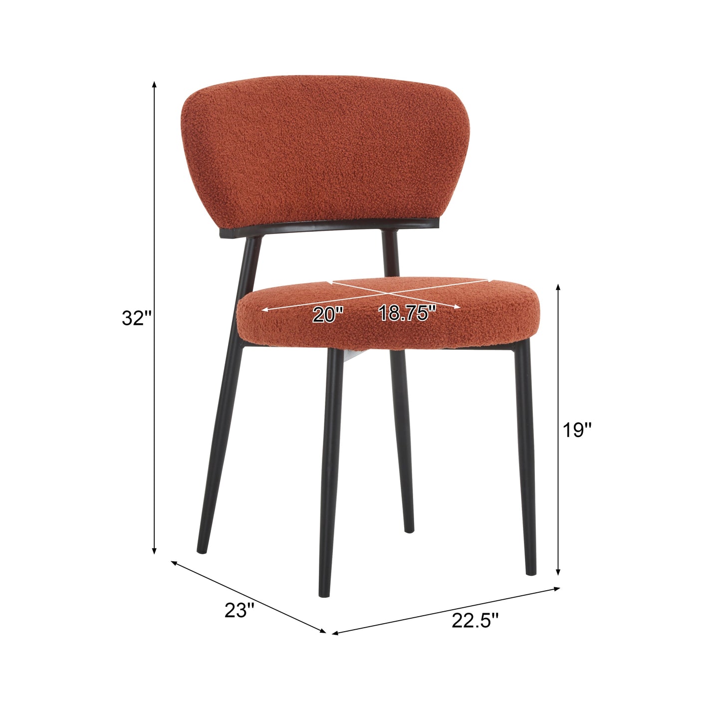 Upholstered Dinning Chair Set of 2-Orange