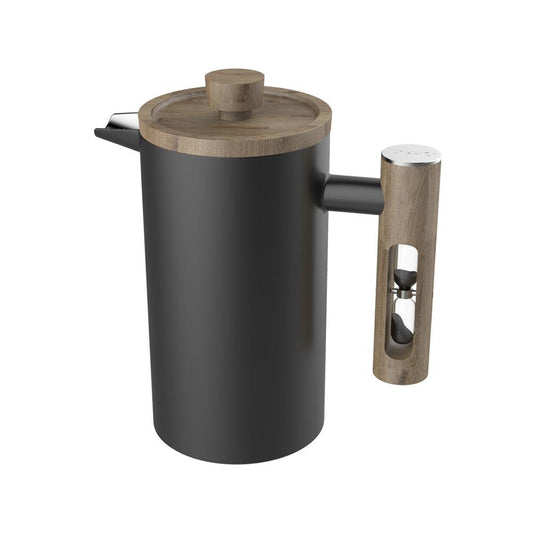 Kitchen Tools & Cookware: French Press with Timer - Stainless Steel - Black by Tea + Linen