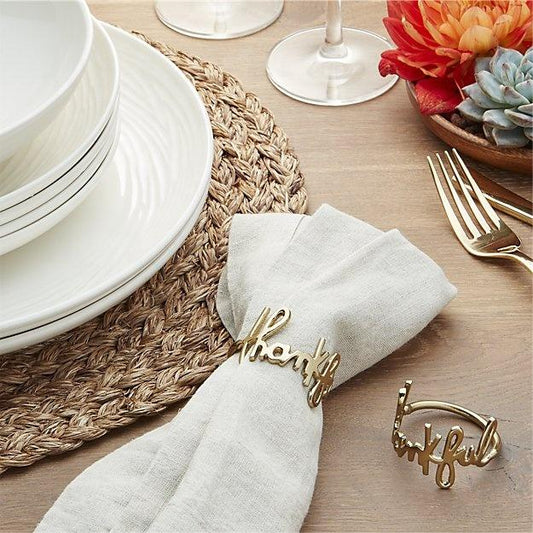 Home & Living: Gold Thankful Napkin Ring by Tea + Linen