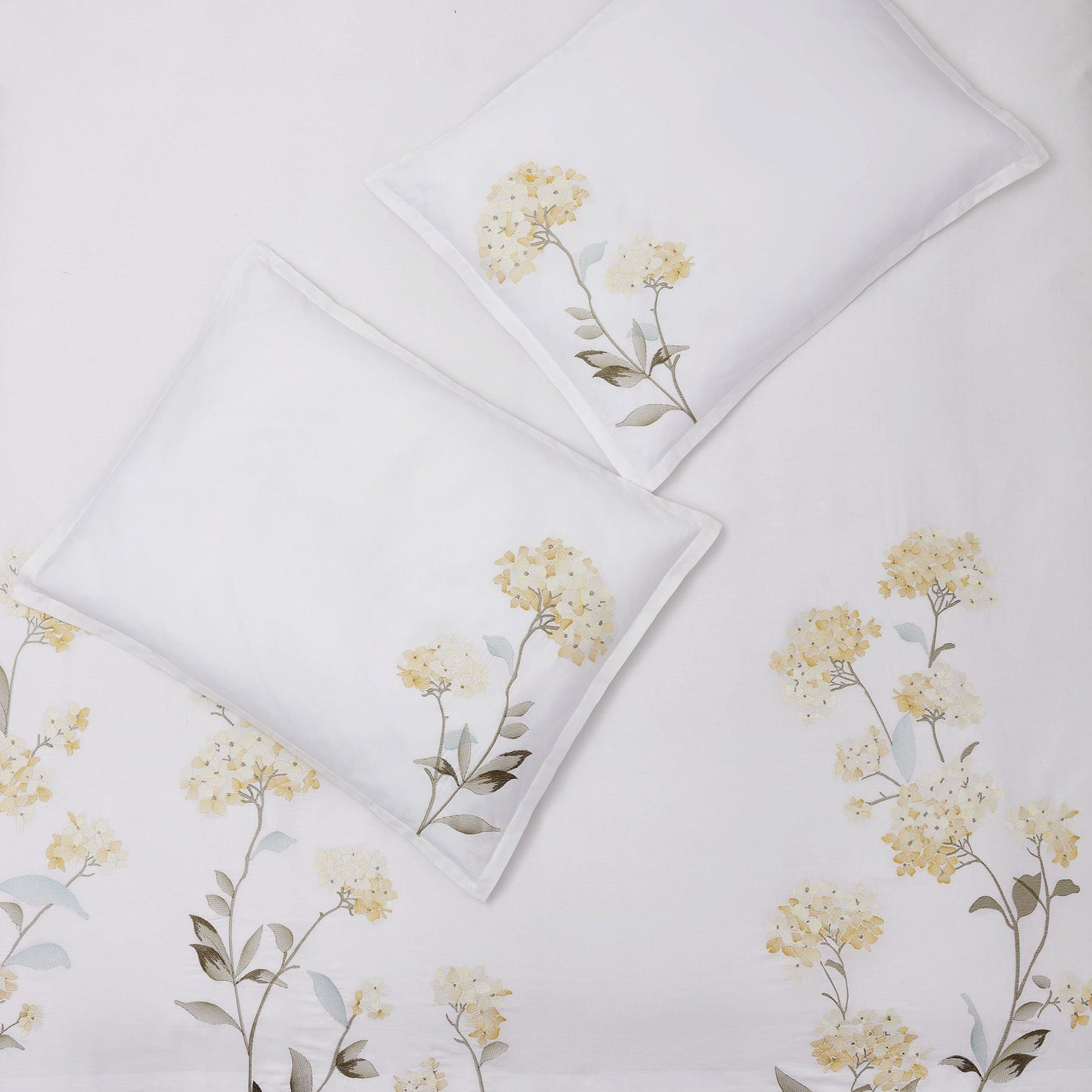 Hydrangea 100% Cotton Embroidered Duvet Cover Set