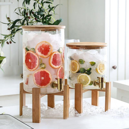 Home & Living: Glass Drink Dispenser with Stand by Tea + Linen