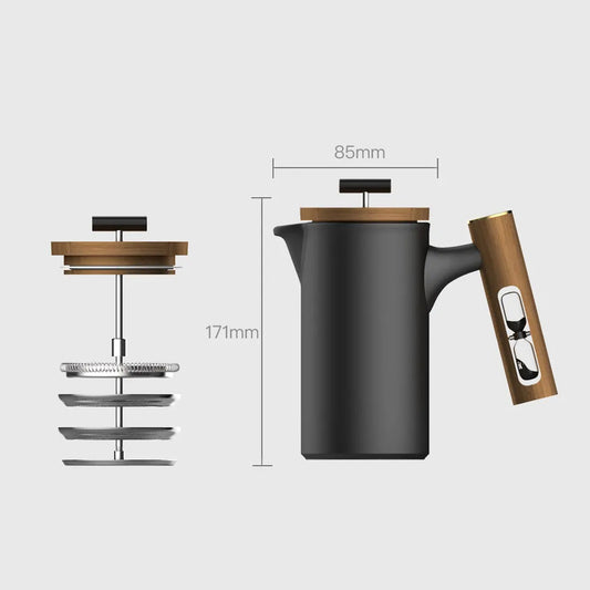 Kitchen Tools & Cookware: Ceramic French Press with Timer - Matte Black by Tea + Linen