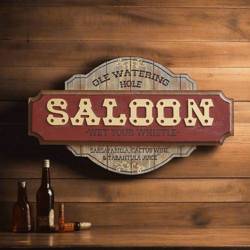 Area Rug: Old West Saloon Wall Sign by Vintage Shopper