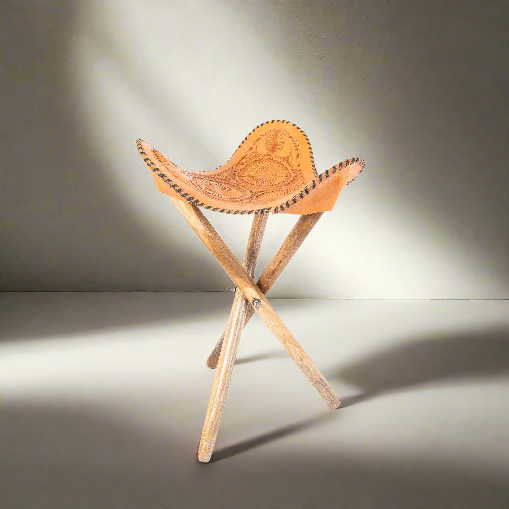 Home & Living: Caballero | Hand-tooled Leather Picnic Stool by Bati