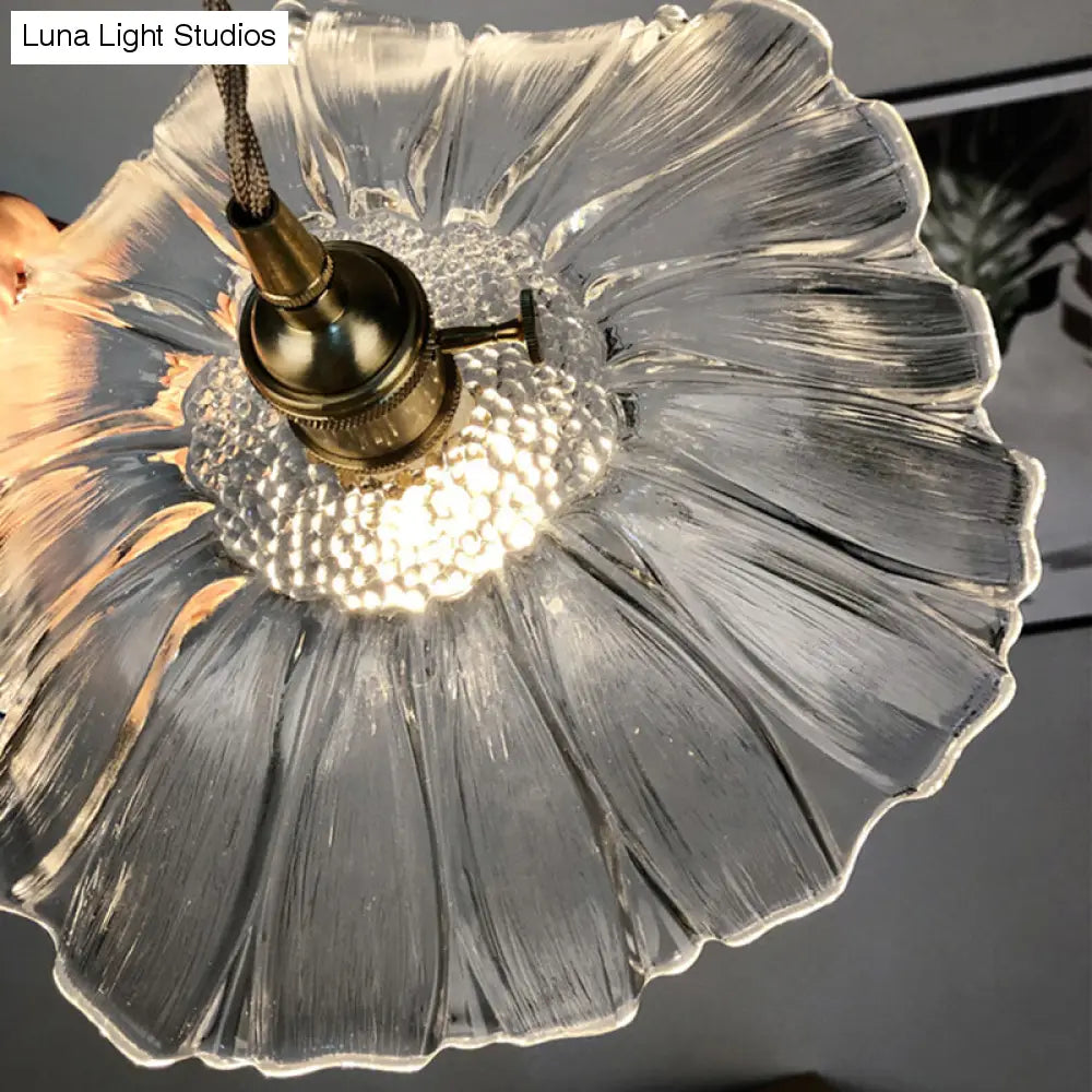 Clara's Textured Bloom: Industrial Glass Pendant Lamp