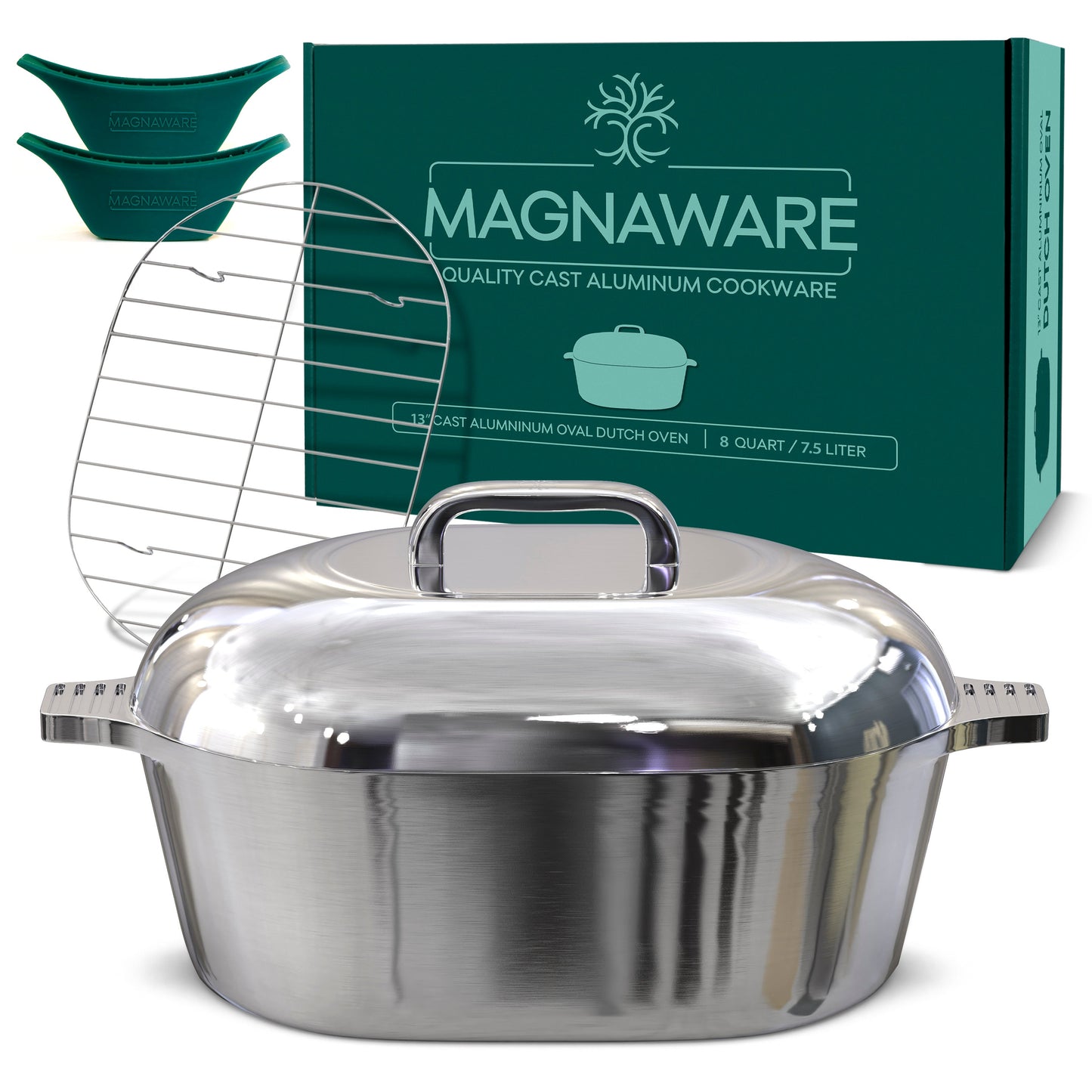 Kitchen Tools & Cookware: Oval Dutch Oven with Lid - 8 Quart (13 Inch) by MAGNAWARE