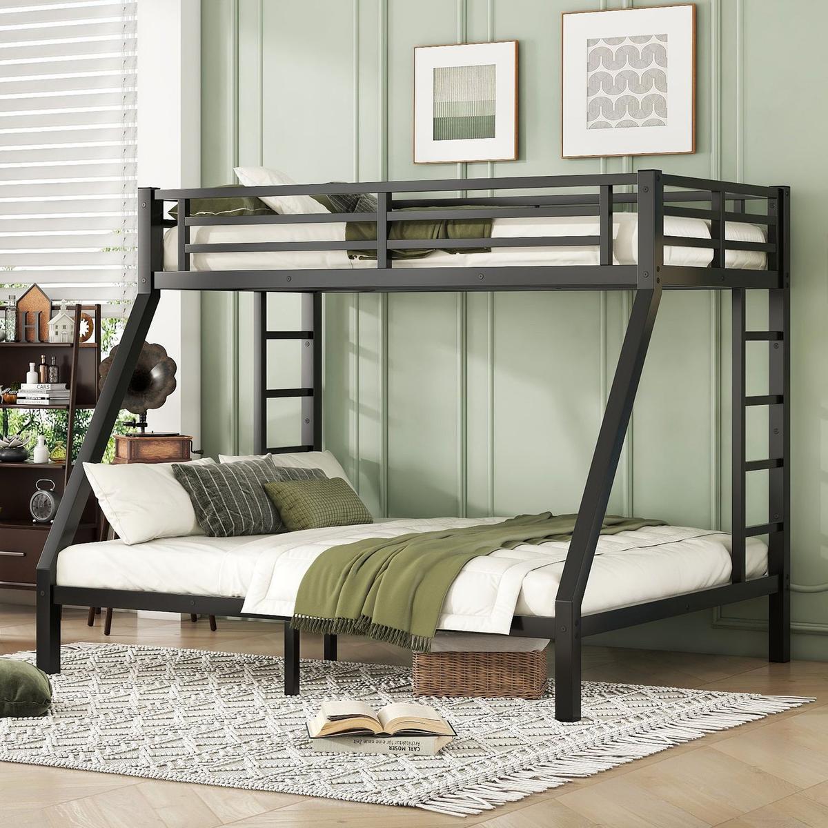 Bedroom Bedding & Decor: Metal Twin XL over Queen Bunk Bed for Teens and Adults,Space-Saving/Noise Reduced/No Box Spring Needed by Streamdale Furniture