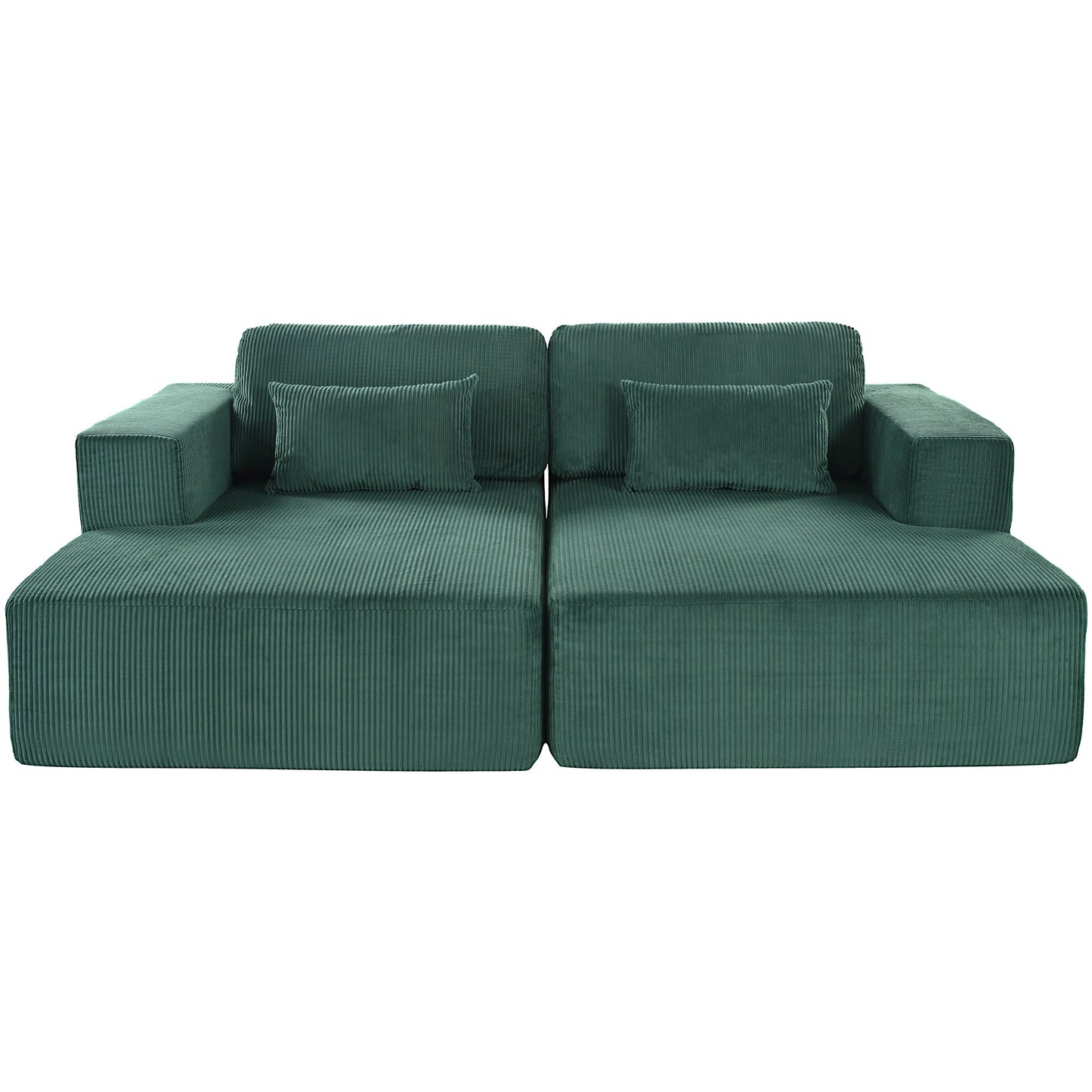 U_Style Corduroy Double Sofa Bed with 2 Pillows, Perfect for Living Rooms, Apartments, Offices
