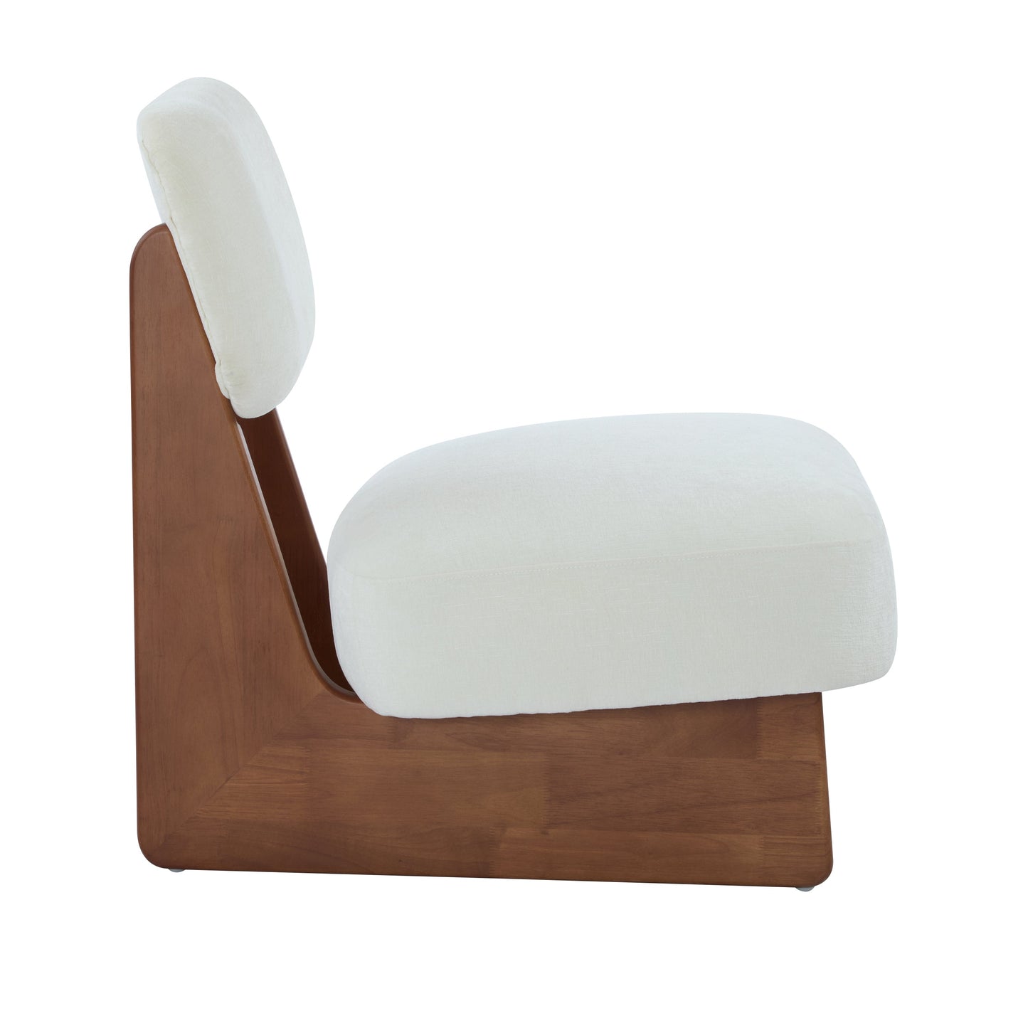 [Set of 2] Modern Beige Lounge Chair with Polyester Upholstery, Sturdy Wood Base With Walnut Finish, Minimalist and Stylish Accent Seating for Living Room, Bedroom, or Office