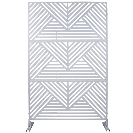 Dining & Tableware: Outdoor & Indoor Privacy Screen Metal Privacy Screen 76' H×48' W, Freestanding Decorative Privacy Screen for Deck Balcony Patio, Privacy Fence Panels White by Streamdale Furniture