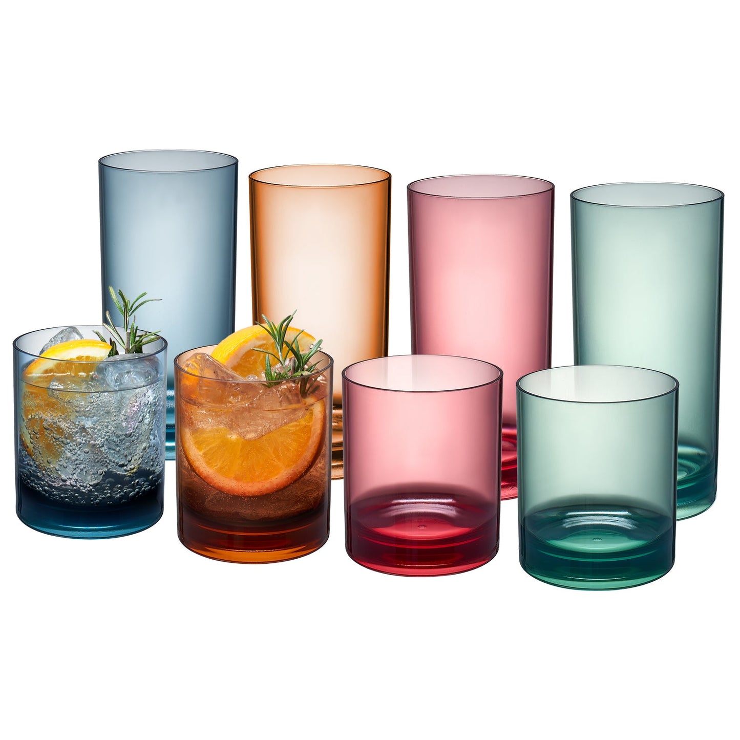 Dining & Tableware: Eze Acrylic Lowball & Highball Glassware, Set of 8 by Khen Site