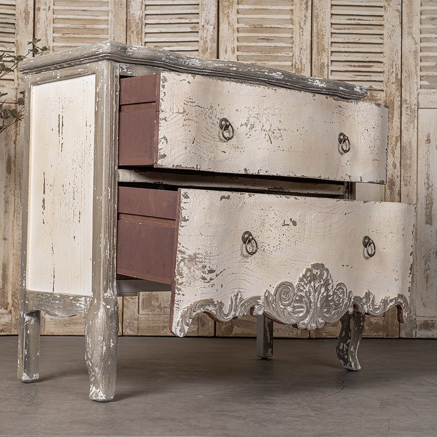 Vintage wooden cabinets, double-drawer storage cabinets, farmhouse-style cabinets enhance living spaces and make perfect rustic housewarming gifts