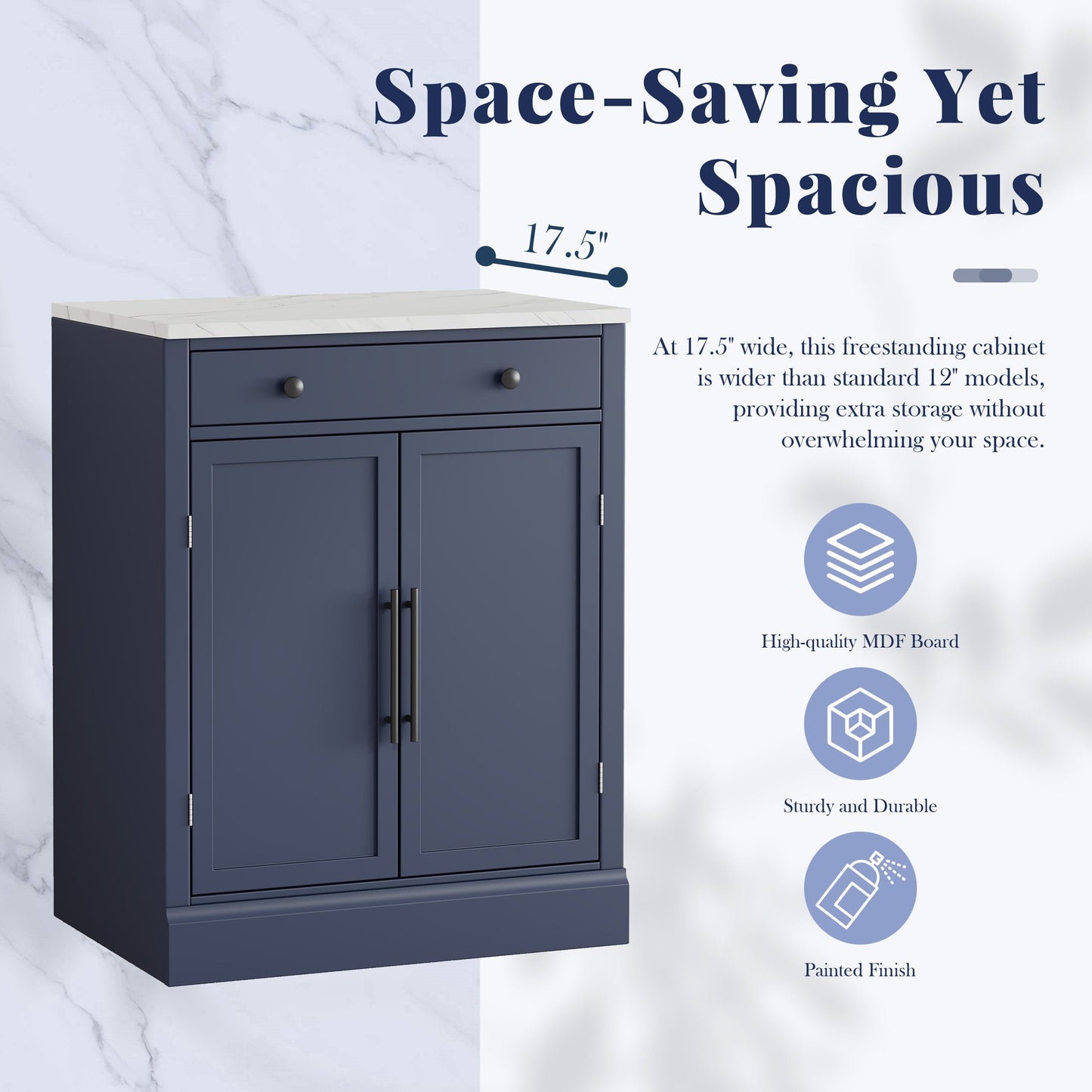 [Assembly Video Provided] TOPMAX Modern Freestanding Kitchen Pantry,Buffet Food Storage, Coffee Bar Cabinet with Drawer, 2 Adjustable Shelves and 2 Door Shelves for Dining, Kitchen, Set of 2, Blue