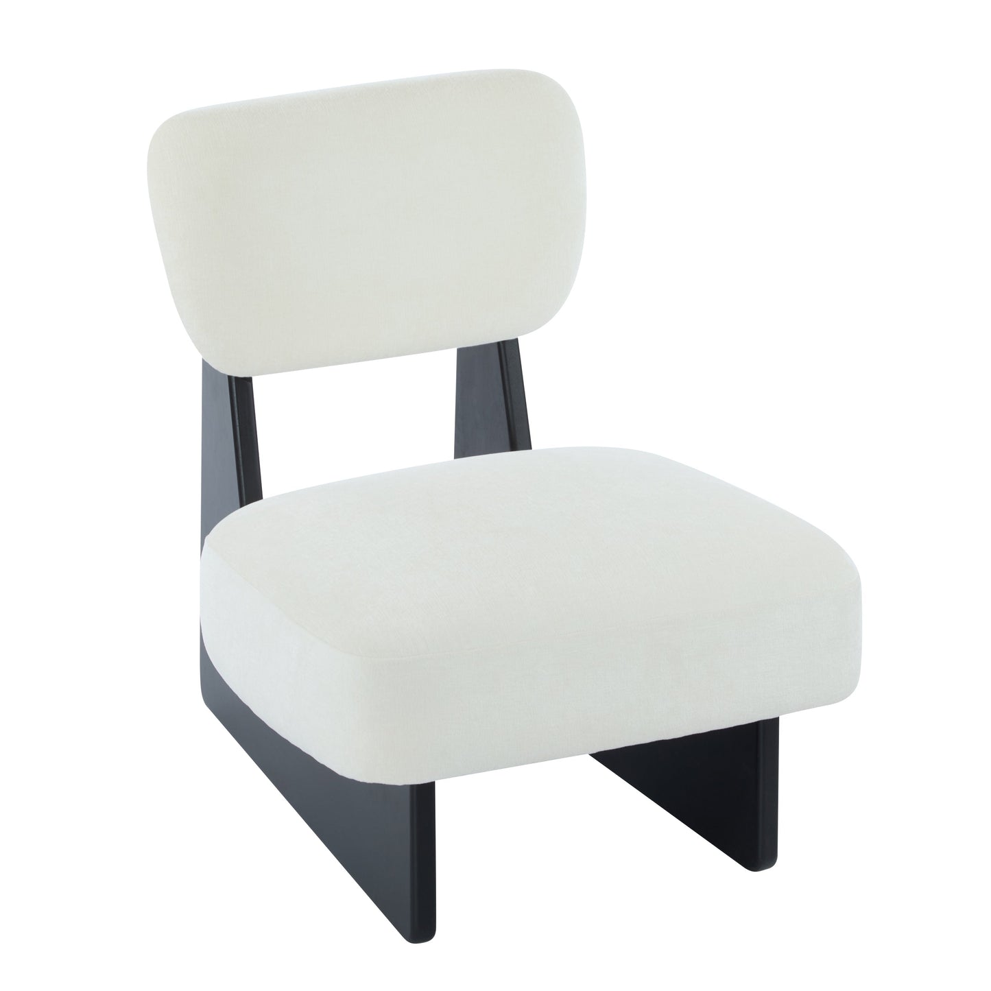 [Set of 2] Modern Beige Lounge Chair with Polyester Upholstery, Sturdy Black Wood Base, Minimalist Design, Stylish and Comfortable Accent Seating for Living Room, Bedroom, or Office