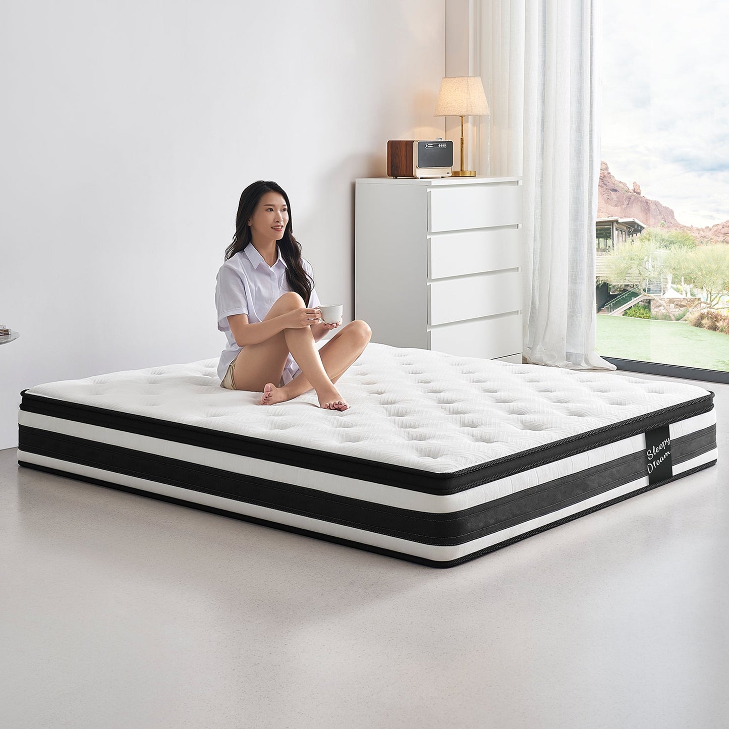 12 Inch Queen Size Breathalle Cool Cover Oekotex-100 Memory Foam Individual Pocket Spring Hybrid Mattress