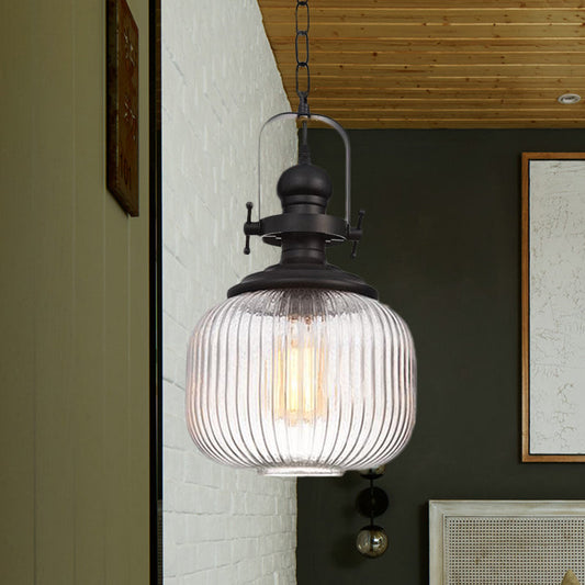 Evelyn's Enchanting Embrace - Ribbed Glass Pendant Lamp