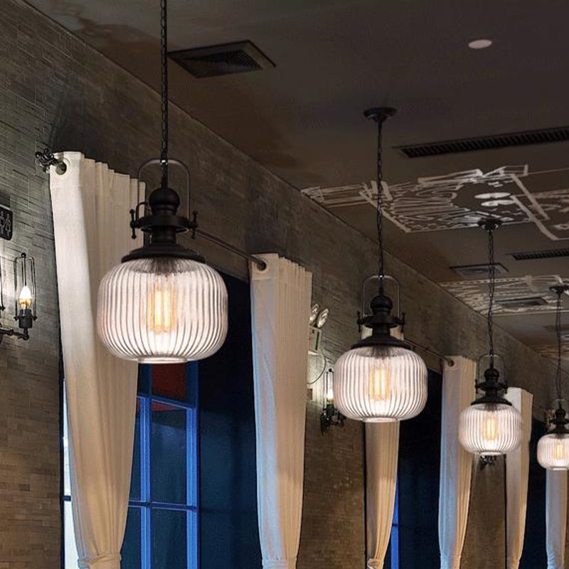 Evelyn's Enchanting Embrace - Ribbed Glass Pendant Lamp