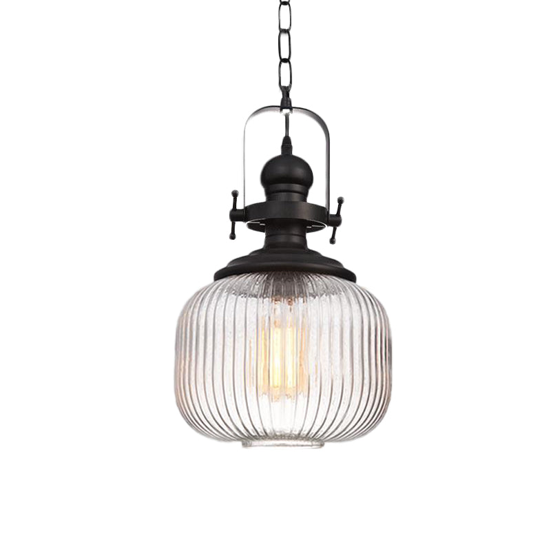Evelyn's Enchanting Embrace - Ribbed Glass Pendant Lamp