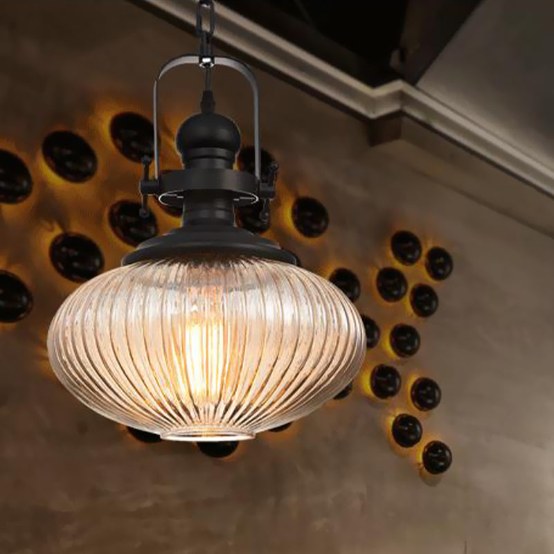 Evelyn's Enchanting Embrace - Ribbed Glass Pendant Lamp