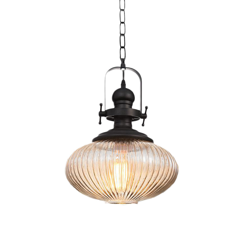 Evelyn's Enchanting Embrace - Ribbed Glass Pendant Lamp