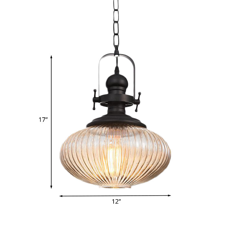 Evelyn's Enchanting Embrace - Ribbed Glass Pendant Lamp