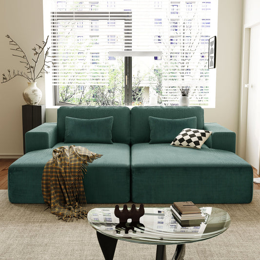 U_Style Corduroy Double Sofa Bed with 2 Pillows, Perfect for Living Rooms, Apartments, Offices