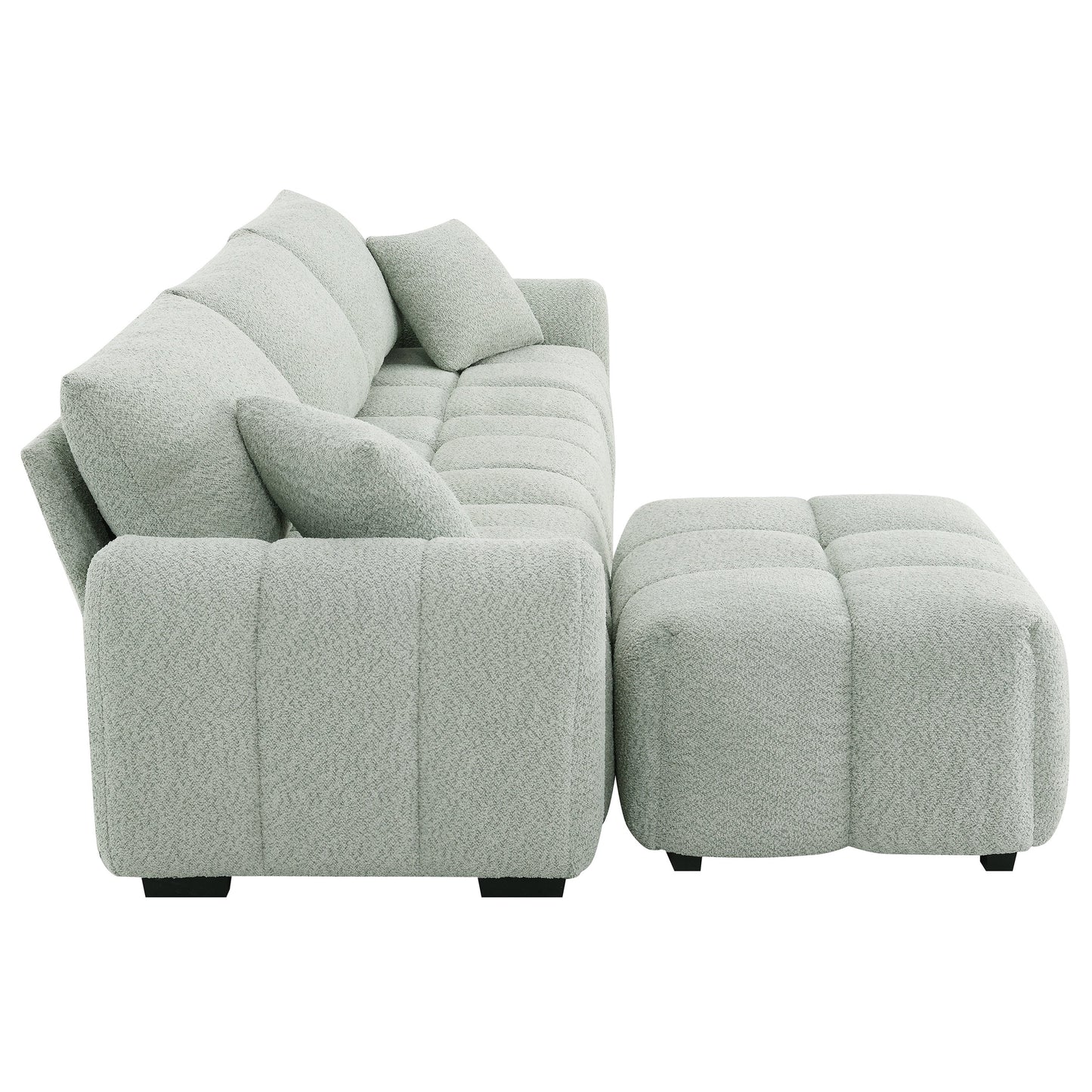 [VIDEO] 110' Modular Sectional Sofa, L Shape with Extra-large Seat, Pull-line Design, Movable Ottoman, High Density Foam, Free Combination, Sturdy Metal&Wood Frame, Boucle Fabric, 3 Colors
