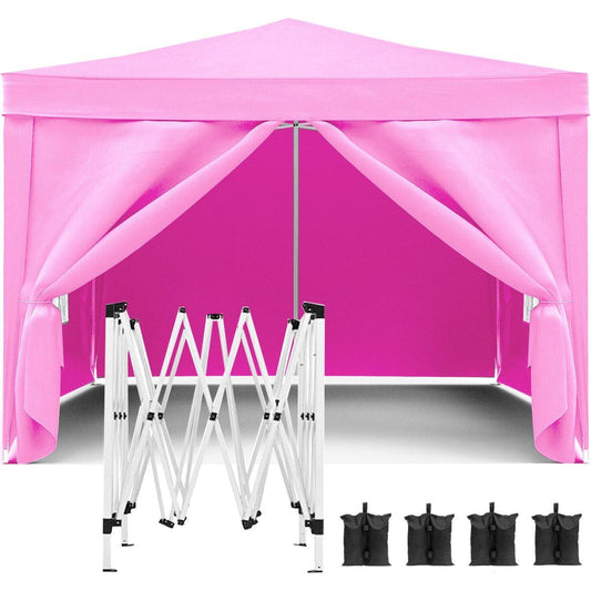 10'x10' Folding Canopy with 4 Removable Sidewalls Outdoor Event Shelter UPF 50+ Gazebo Portable Tents for Parties Beach Camping Wedding EZ Pop Up Canopy 4pcs Weight Bag + Carry Bag