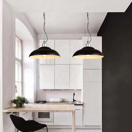 Adalynn Industrial Pendant: Dual Shades & Vintage Charm (Black & Green