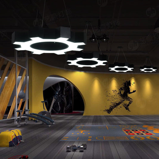 Evelyn's Energetic Gear Pendant: Illuminate Your Gym with Modern Style