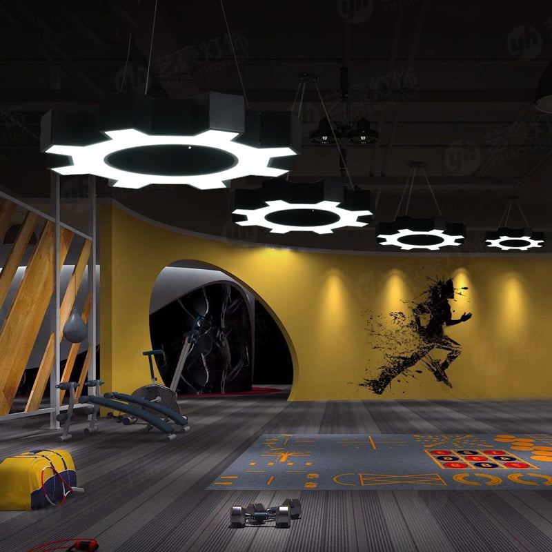 Evelyn's Energetic Gear Pendant: Illuminate Your Gym with Modern Style