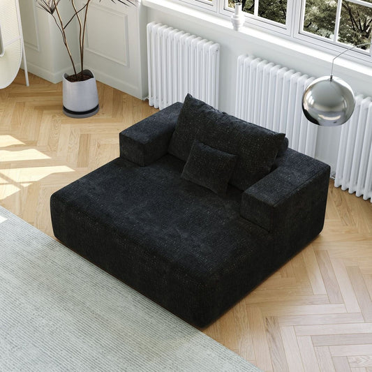 Bedroom Bedding & Decor: 55-inch Chenille Sponge Sofa Lounge Chair,No Assembly Required,Fluffy Modern Sleeper Chair for Indoor Living Room Bedroom by Streamdale Furniture