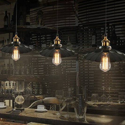 Embrace Industrial Charm with a Floral Touch: The Black Floral Shade Pendant Lamp