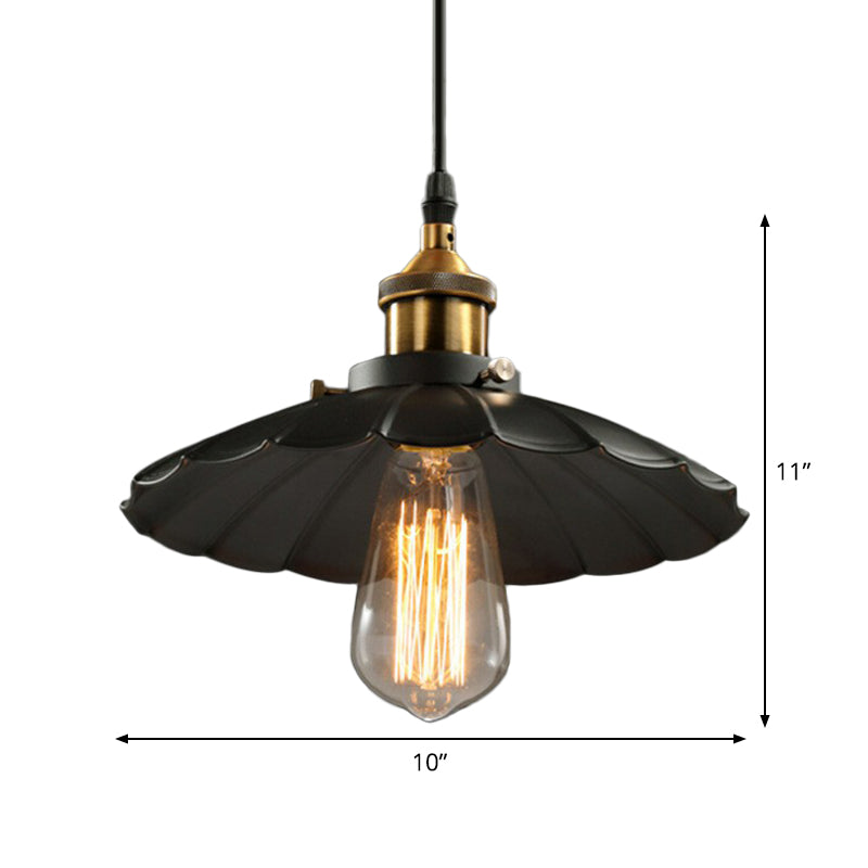 Embrace Industrial Charm with a Floral Touch: The Black Floral Shade Pendant Lamp