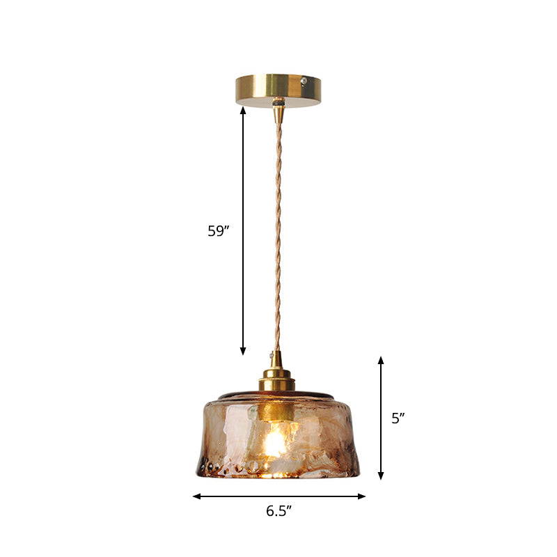 Margaux's Rustic Dining Room Pendant Lamp - Amber Alabaster Glass in Brass Finish