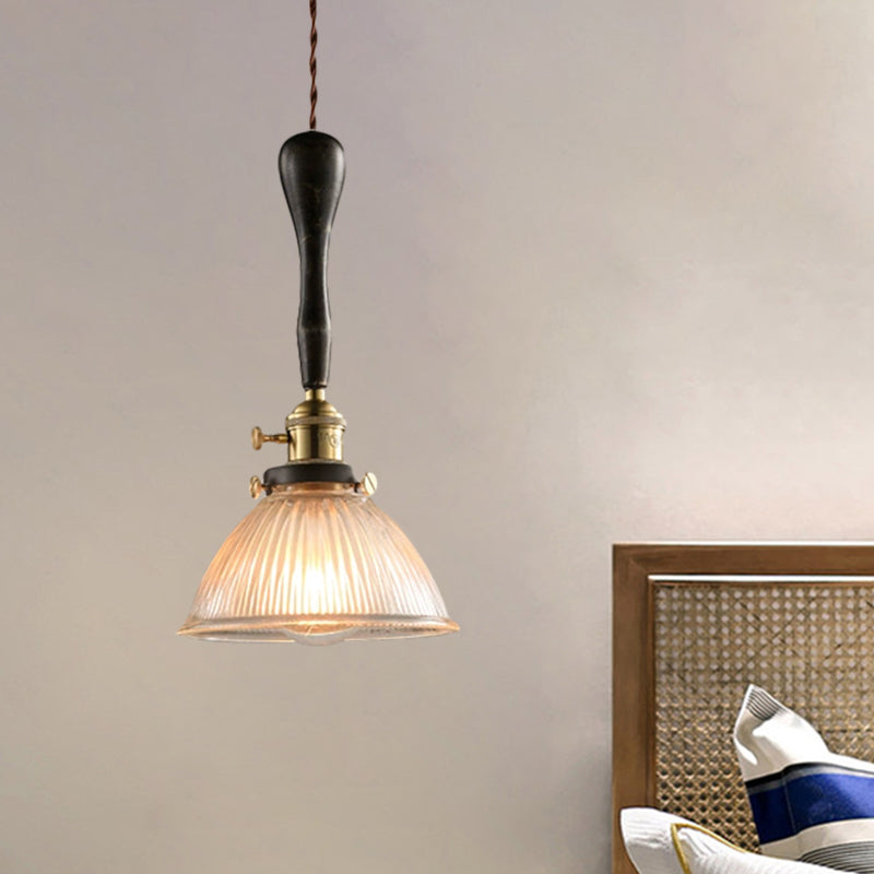 Evelyn - Modern Industrial Pendant Light with Ribbed Glass Shade
