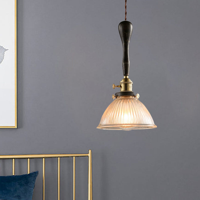Evelyn - Modern Industrial Pendant Light with Ribbed Glass Shade
