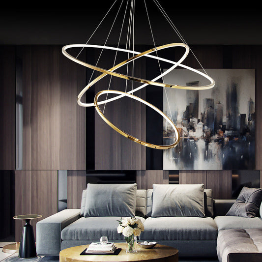 Embrace Modern Elegance with the Extra-Slim Gold LED Pendant Chandelier