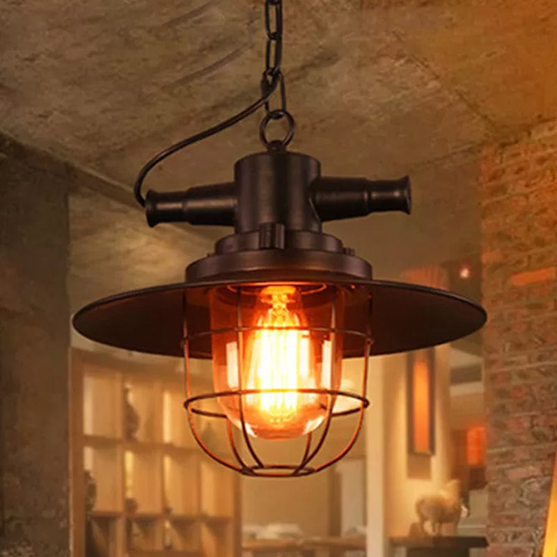 Embolden Your Space with Industrial Elegance: The Black Iron Ceiling Pendant with Clear Glass Shade