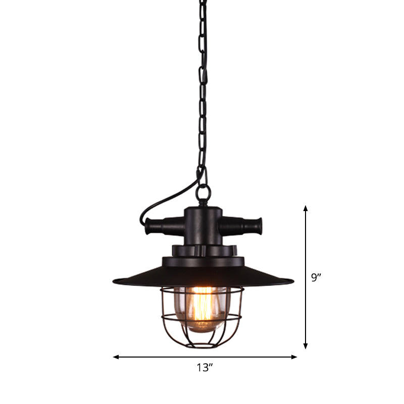 Embolden Your Space with Industrial Elegance: The Black Iron Ceiling Pendant with Clear Glass Shade