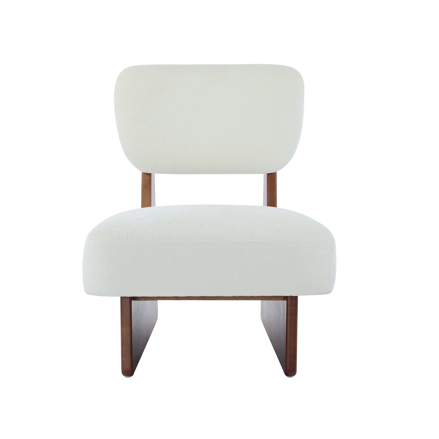 [Set of 2] Modern Beige Lounge Chair with Polyester Upholstery, Sturdy Wood Base With Walnut Finish, Minimalist and Stylish Accent Seating for Living Room, Bedroom, or Office