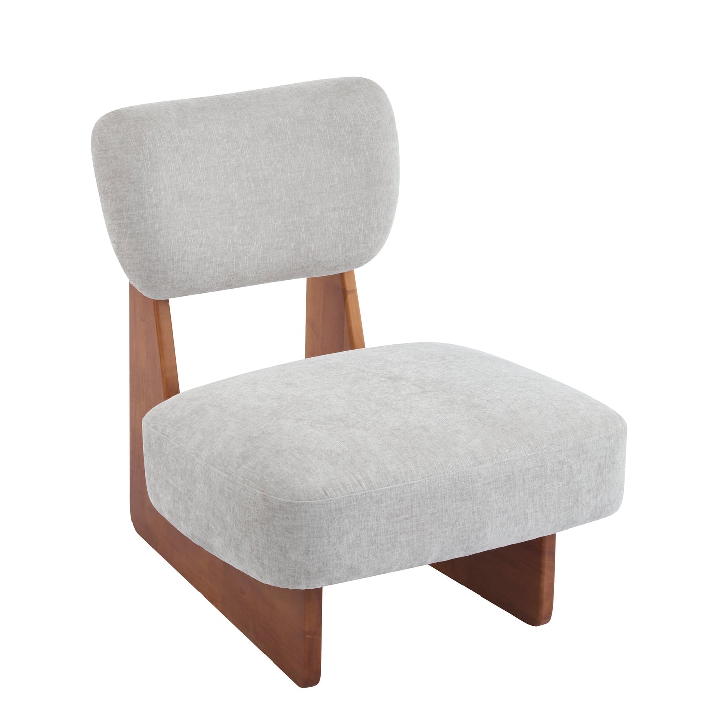 [Set of 2] Modern Lounge Chair with Polyester Upholstery, Sturdy Wood Base With Walnut Finish, Minimalist and Stylish Accent Seating for Living Room, Bedroom, or Office