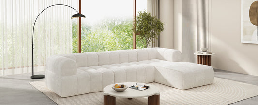 122' Modern L-Shaped Sectional Sofa with High-Density Fully Compressed Sponge and Chaise Lounge, 2-Piece Set, Fully Assembled Right Hand Facing, Perfect for Living Room, Lounge