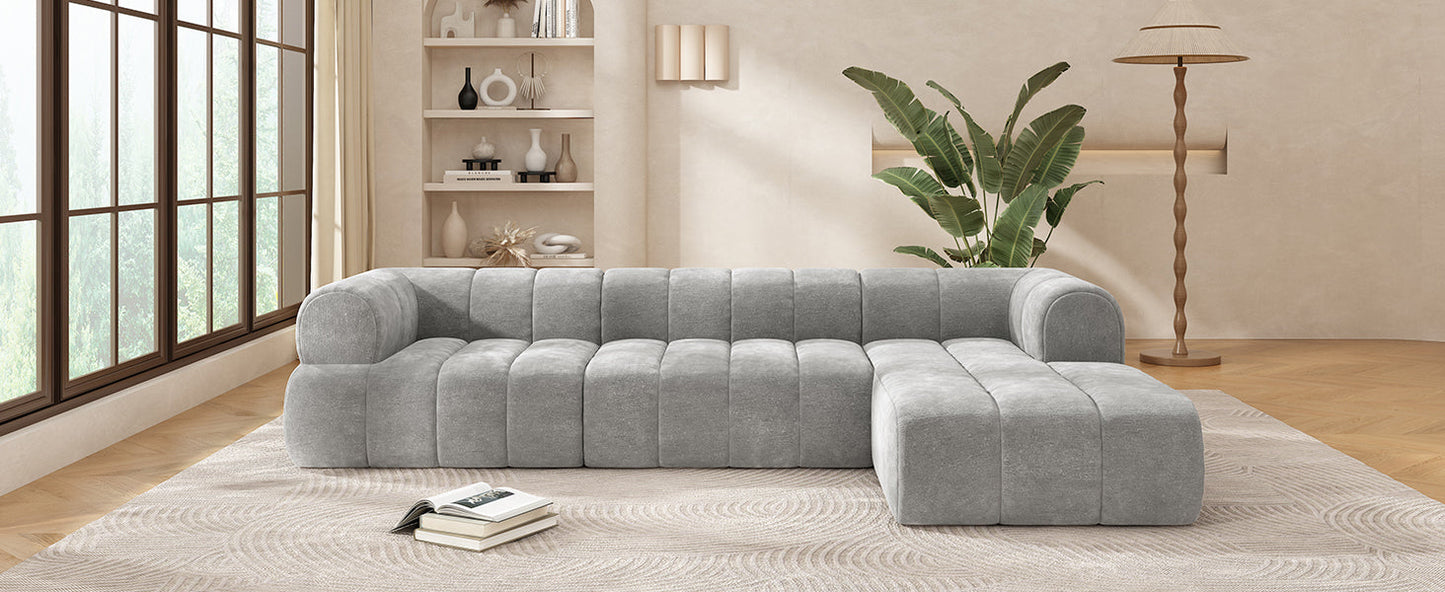 122' Modern L-Shaped Sectional Sofa with High-Density Fully Compressed Sponge and Chaise Lounge, 2-Piece Set, Fully Assembled Right Hand Facing, Perfect for Living Room, Lounge